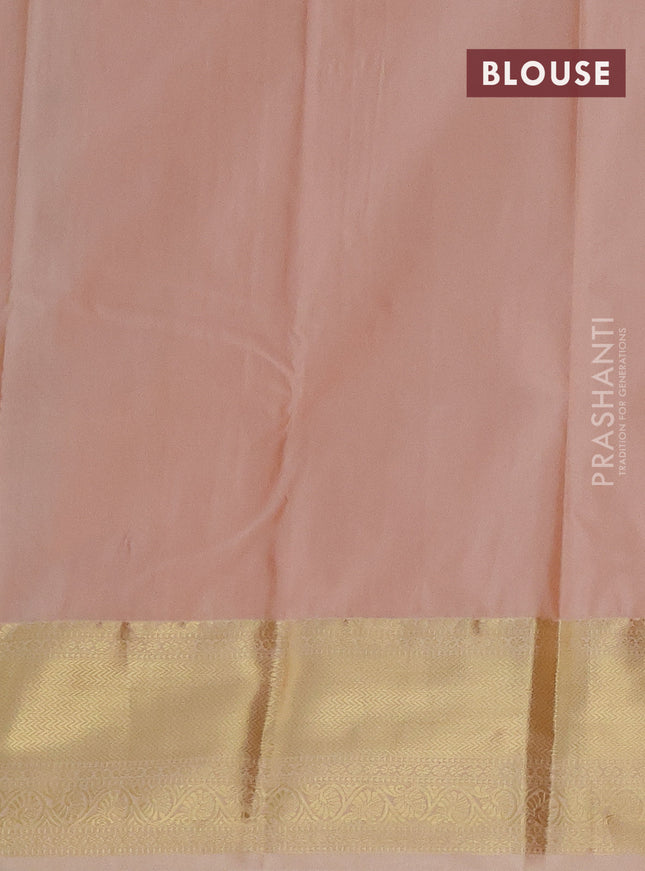 Bangalori silk saree green and sandal with zari woven buttas and zari woven border