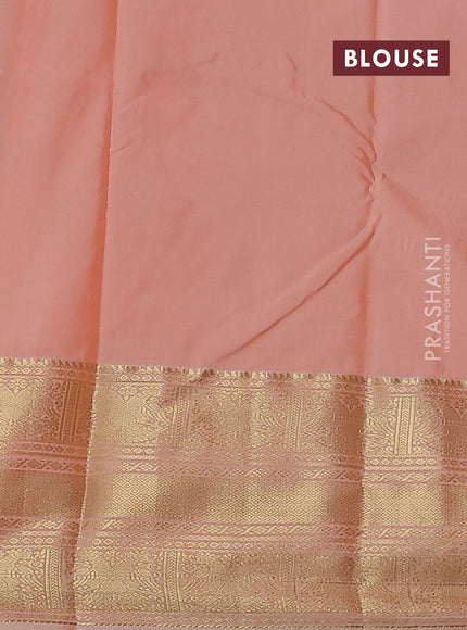 Bangalori silk saree cs blue and sandal with zari woven buttas and zari woven border
