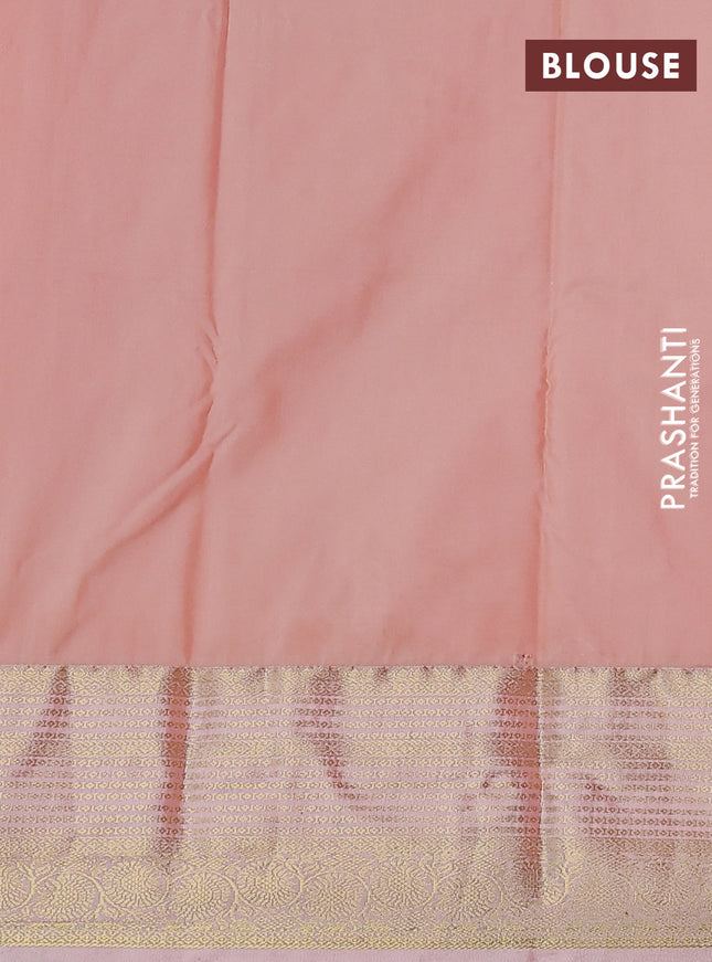 Bangalori silk saree dark pink and pastel peach with zari woven buttas and zari woven border