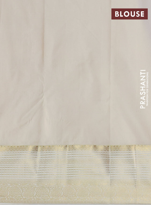 Bangalori silk saree dark pink and off white with zari woven buttas and zari woven border