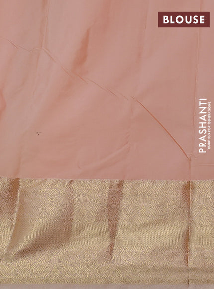 Bangalori silk saree teal green and sandal with zari woven buttas and zari woven border