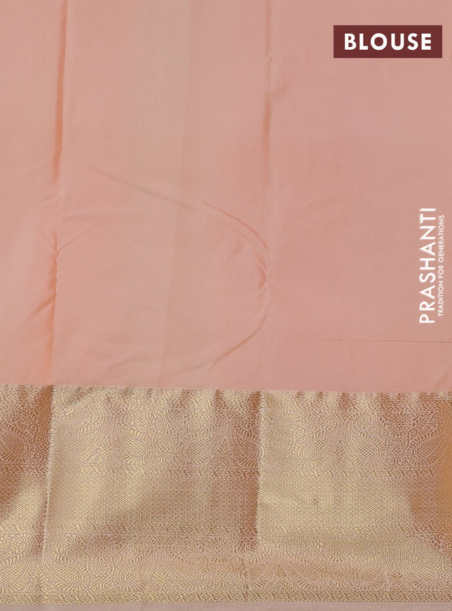 Bangalori silk saree green and sandal with zari woven buttas and zari woven border