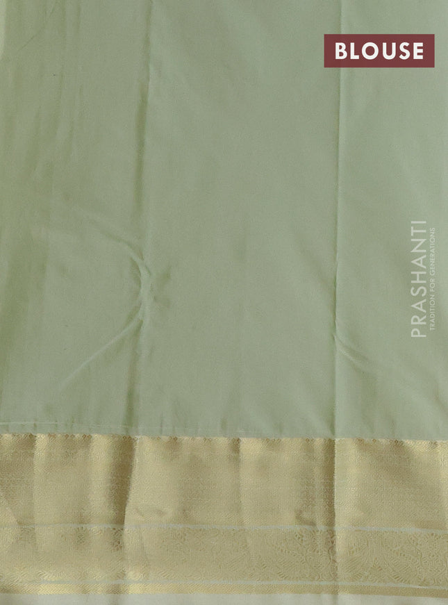 Bangalori silk saree purple and pista green with zari woven buttas and zari woven border