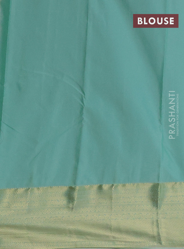 Bangalori silk saree sunset orange and teal green shade with zari woven buttas and zari woven border