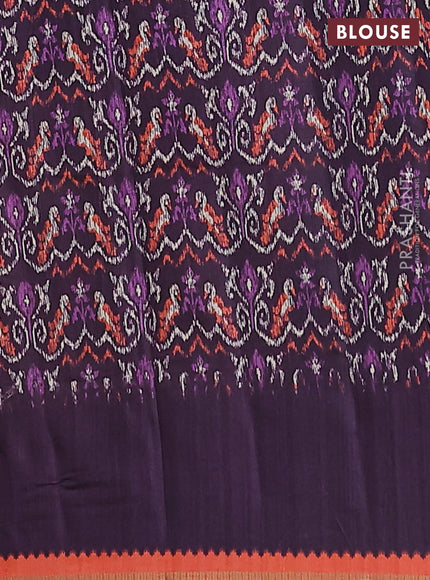 Semi tussar saree orange and deep wine shade with allover zari checked pattern and rettapet zari woven border