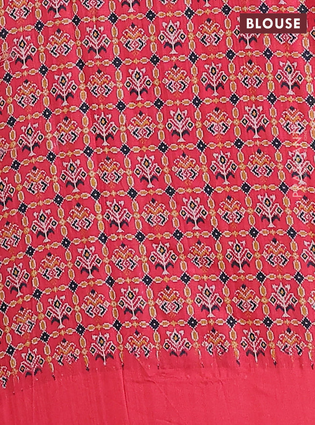 Semi tussar saree black and red with allover zari checked pattern and rettapet zari woven border