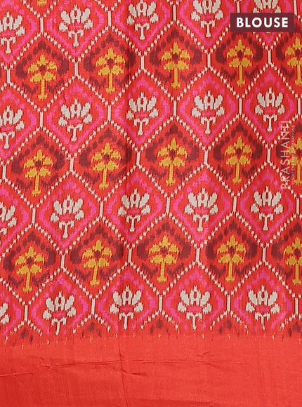 Semi tussar saree pink and orange with allover zari checked pattern and rettapet zari woven border