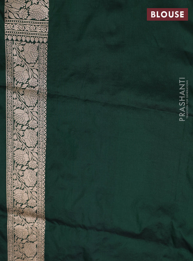 Banarasi uppada silk saree dark green with allover zari woven brocade weaves and zari woven border