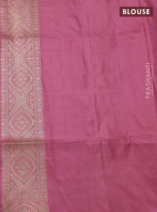 Banarasi uppada silk saree pastel pink with allover zari woven brocade weaves and zari woven border
