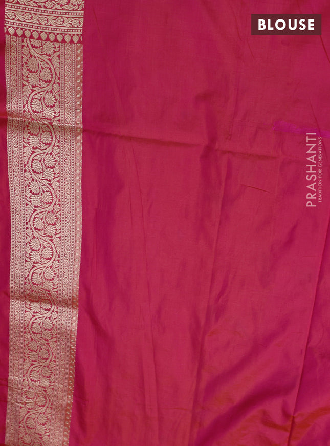 Banarasi uppada silk saree dual shade of pinkish orange with allover zari woven brocade weaves and zari woven border