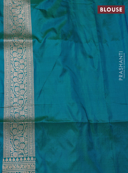 Banarasi uppada silk saree dual shade of cs blue with allover zari woven brocade weaves and zari woven border