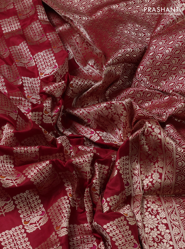 Banarasi uppada silk saree red with allover zari woven brocade weaves and zari woven border