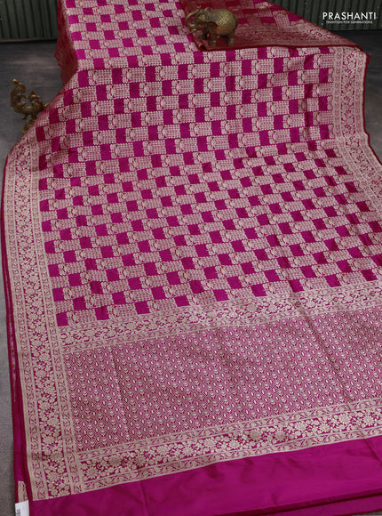 Banarasi uppada silk saree pink with allover zari woven brocade weaves and zari woven border