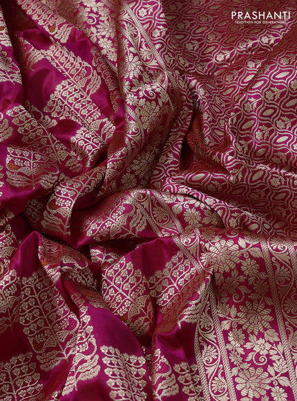 Banarasi uppada silk saree pink with allover zari woven brocade weaves and zari woven border