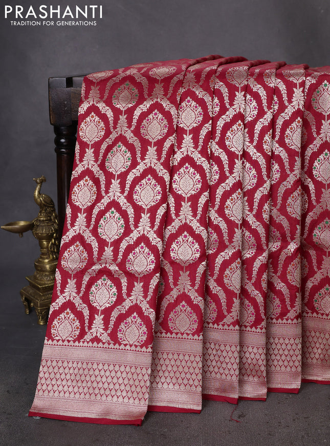 Banarasi uppada silk saree red with allover zari woven brocade weaves and zari woven border
