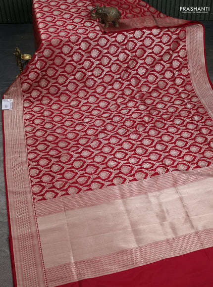 Banarasi uppada silk saree red with allover zari woven brocade weaves and zari woven border