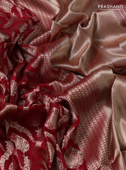 Banarasi uppada silk saree red with allover zari woven brocade weaves and zari woven border