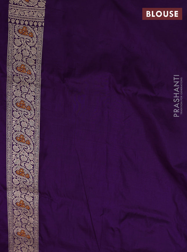 Banarasi uppada silk saree violet with allover zari woven brocade weaves and zari woven border
