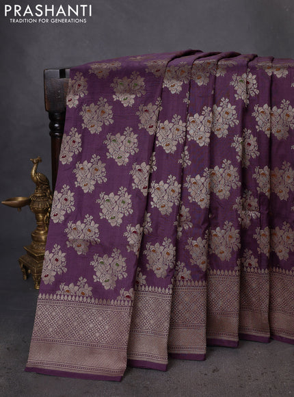 Banarasi uppada silk saree mild purple with allover zari woven butta weaves and zari woven border