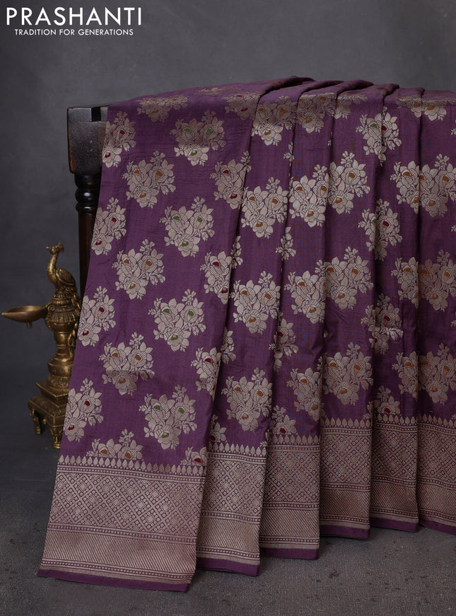 Banarasi uppada silk saree mild purple with allover zari woven butta weaves and zari woven border