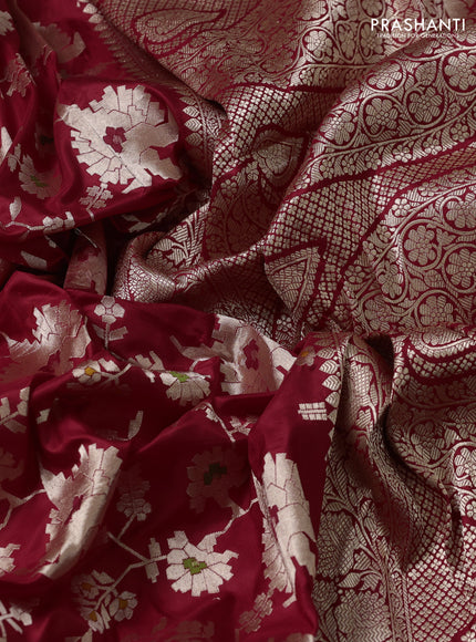 Banarasi uppada silk saree red with allover zari woven brocade weaves and zari woven border