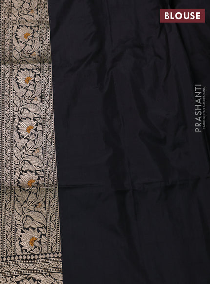 Banarasi uppada silk saree black with allover zari woven brocade weaves and zari woven border