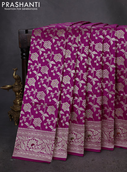 Banarasi uppada silk saree magenta pink with allover zari woven brocade weaves and zari woven border