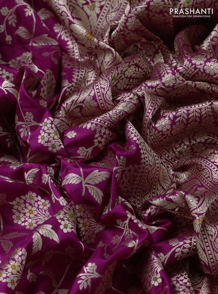 Banarasi uppada silk saree magenta pink with allover zari woven brocade weaves and zari woven border
