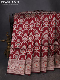 Banarasi uppada silk saree maroon with allover zari woven brocade weaves and zari woven border