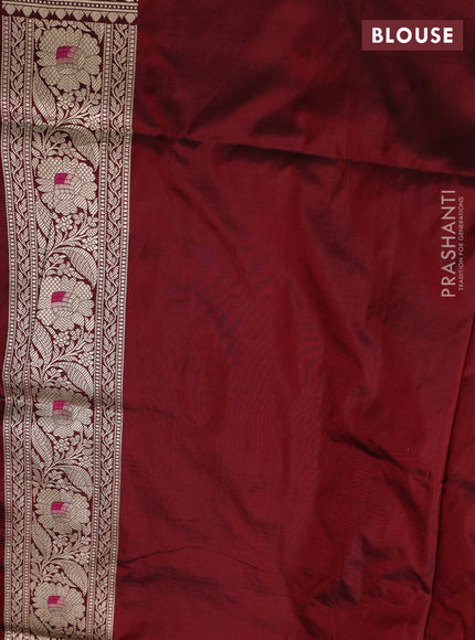 Banarasi uppada silk saree maroon with allover zari woven brocade weaves and zari woven border