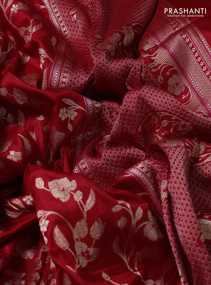 Banarasi uppada silk saree red with allover zari woven brocade weaves and zari woven border