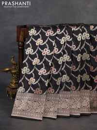 Banarasi uppada silk saree black with allover zari woven brocade weaves and zari woven border