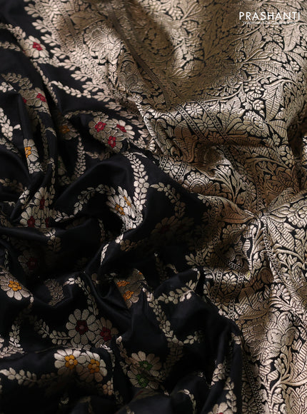 Banarasi uppada silk saree black with allover zari woven brocade weaves and zari woven border