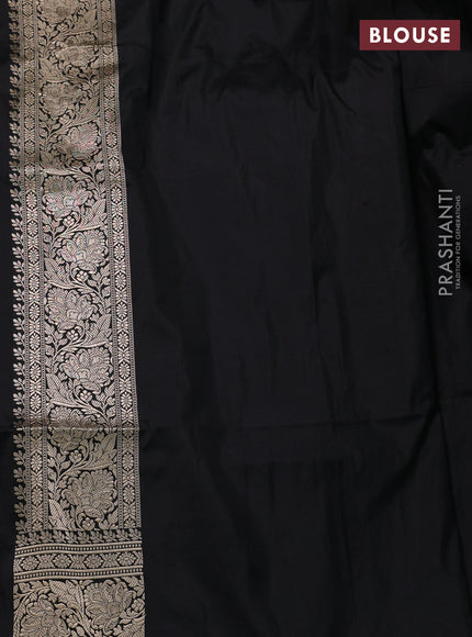 Banarasi uppada silk saree black with allover zari woven brocade weaves and zari woven border