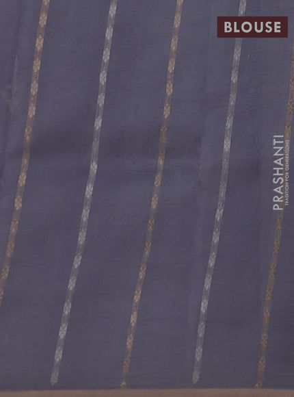 Banarasi organza silk saree pastel lavender with zari woven buttas and zari woven piping border