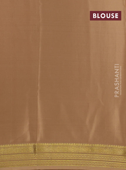 Pure mysore silk saree sandal with zari woven buttas and zari woven border