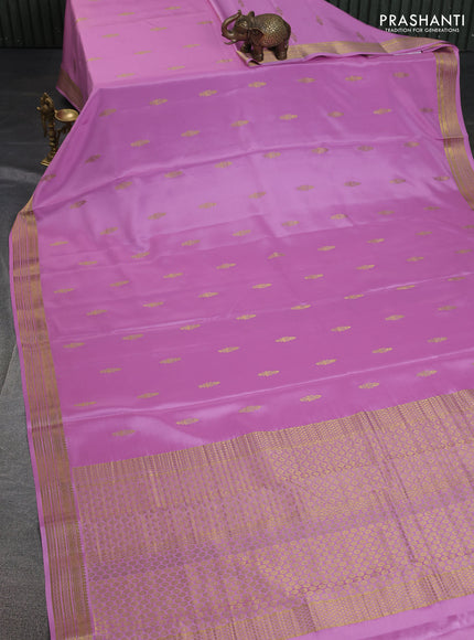 Pure mysore silk saree pastel pink with zari woven buttas and zari woven border
