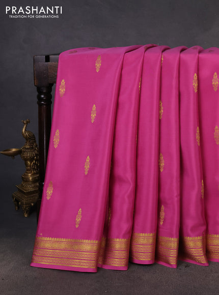 Pure mysore silk saree light pink with zari woven buttas and zari woven border