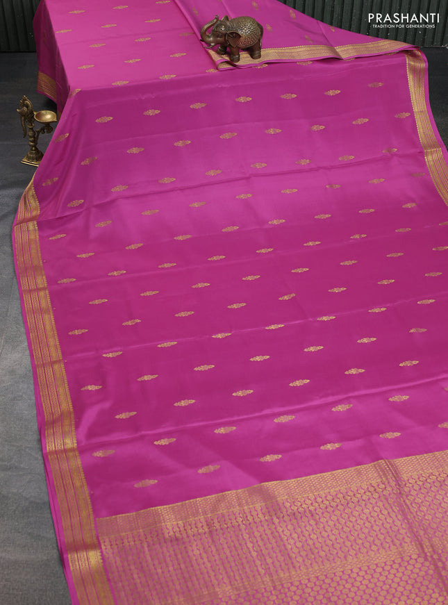 Pure mysore silk saree light pink with zari woven buttas and zari woven border