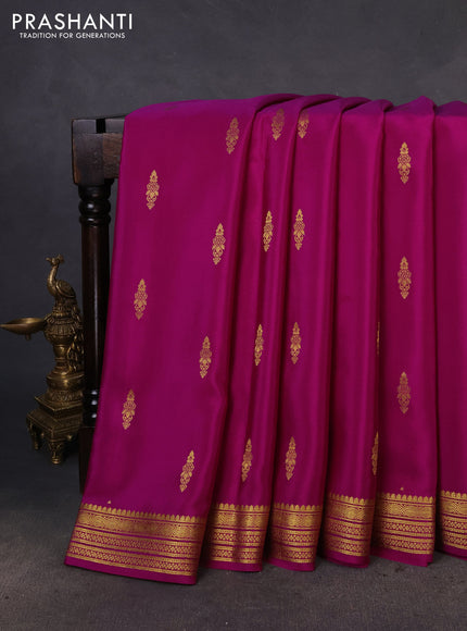 Pure mysore silk saree purple with zari woven buttas and zari woven border