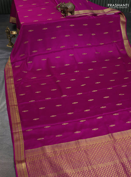 Pure mysore silk saree purple with zari woven buttas and zari woven border