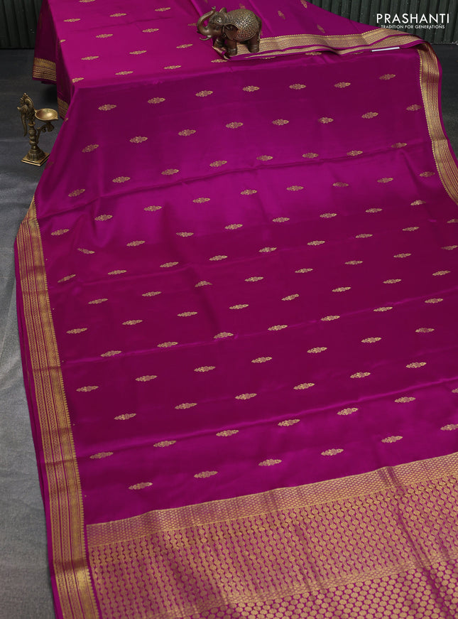 Pure mysore silk saree purple with zari woven buttas and zari woven border