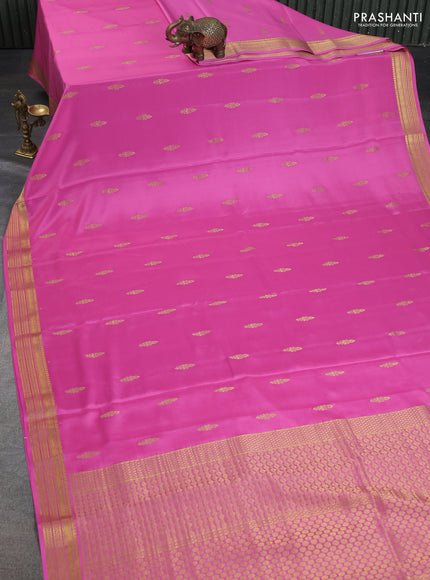 Pure mysore silk saree light pink with zari woven buttas and zari woven border
