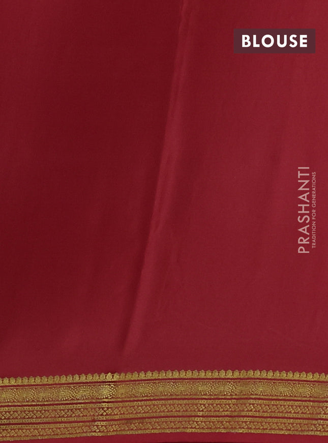 Pure mysore silk saree light green and red with zari woven buttas and zari woven border