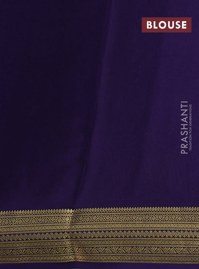 Pure mysore silk saree teal blue and blue with zari woven buttas and zari woven border