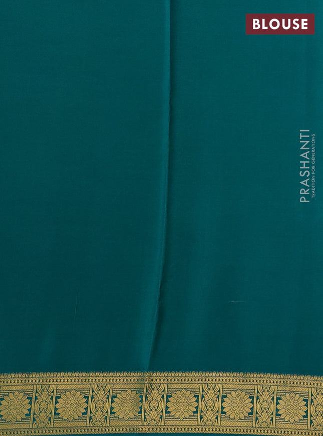 Pure mysore silk saree purple and green with allover zari checks and zari woven border