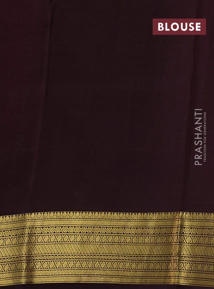 Pure mysore silk saree peach pink and coffee brown with allover zari weaves and zari woven border