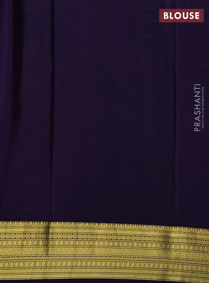 Pure mysore silk saree pink and dark blue with allover zari weaves and zari woven border