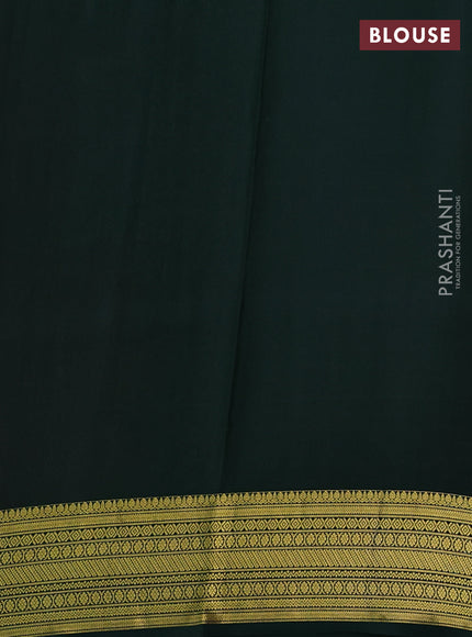 Pure mysore silk saree maroon and green with allover zari weaves and zari woven border