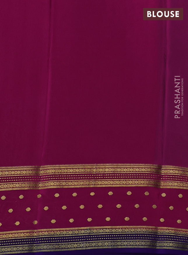 Pure mysore silk saree teal blue and pink blue with zari woven buttas and zari woven border